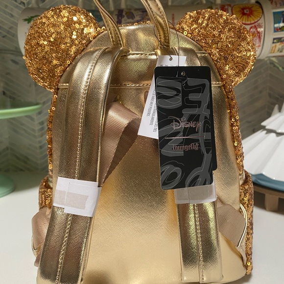 Loungefly Disney Yellow Gold Sequins Backpack - Picture 3 of 7